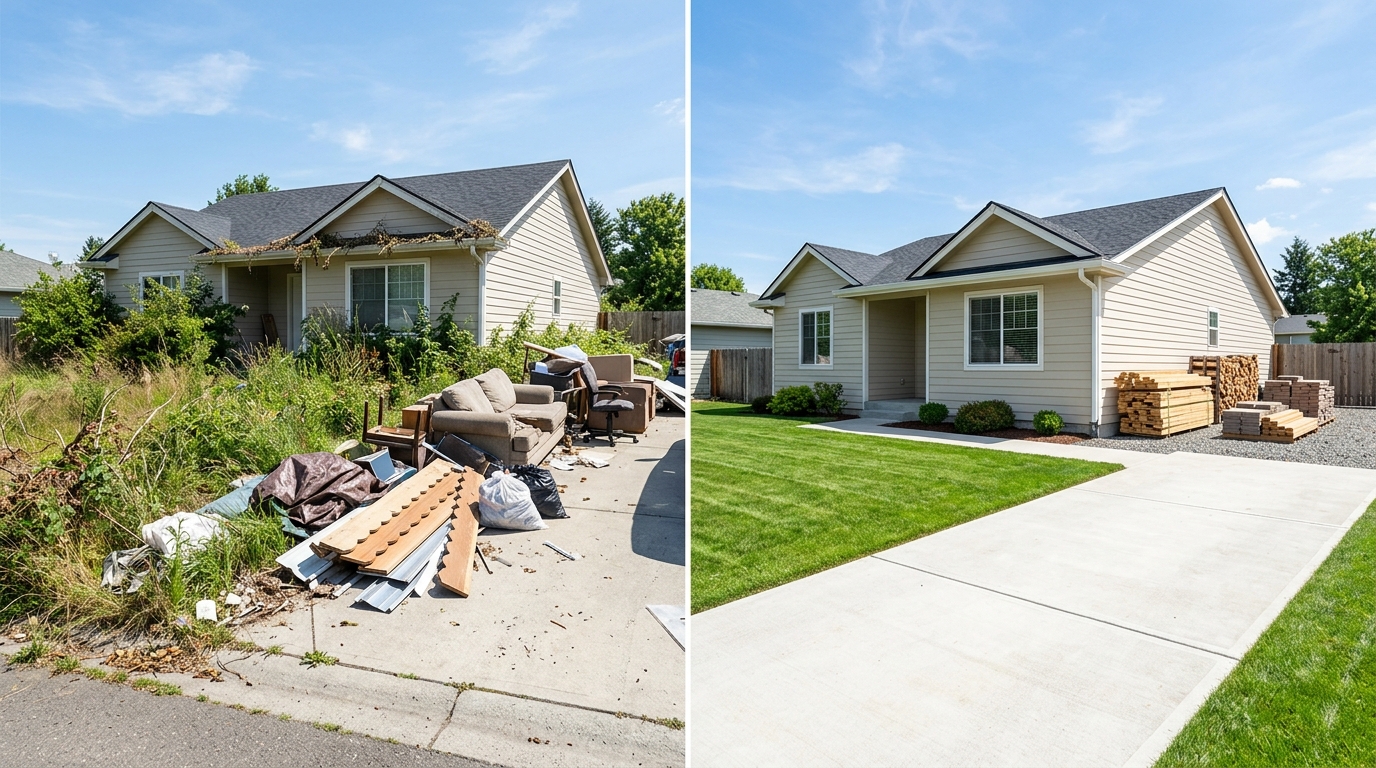 Property cleanup before and after